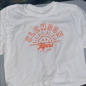 Clemson Tigers cropped size large White and Orange college T-Shirt
